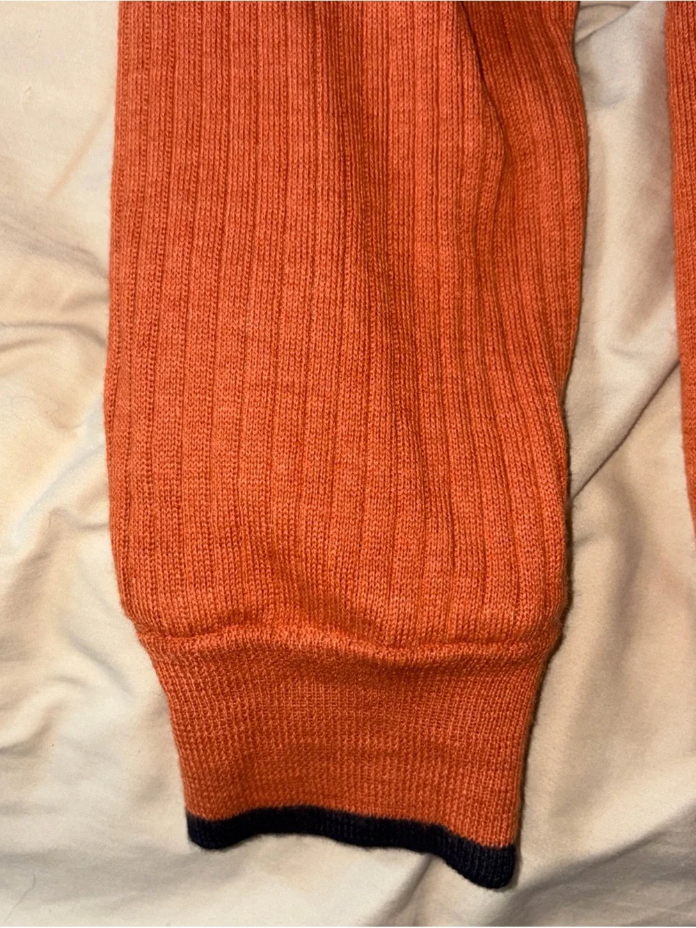 Brooks Brothers Men L Orange Merino Wool Acrylic Lined Wind Sweater 1/4 Zip Golf
